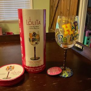 Decorative Happy Retirement wine glass